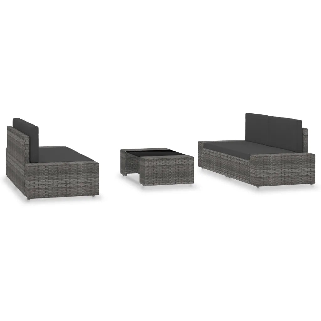 Set Divani da Giardino 5 pz in Polyrattan Grigio 3054599