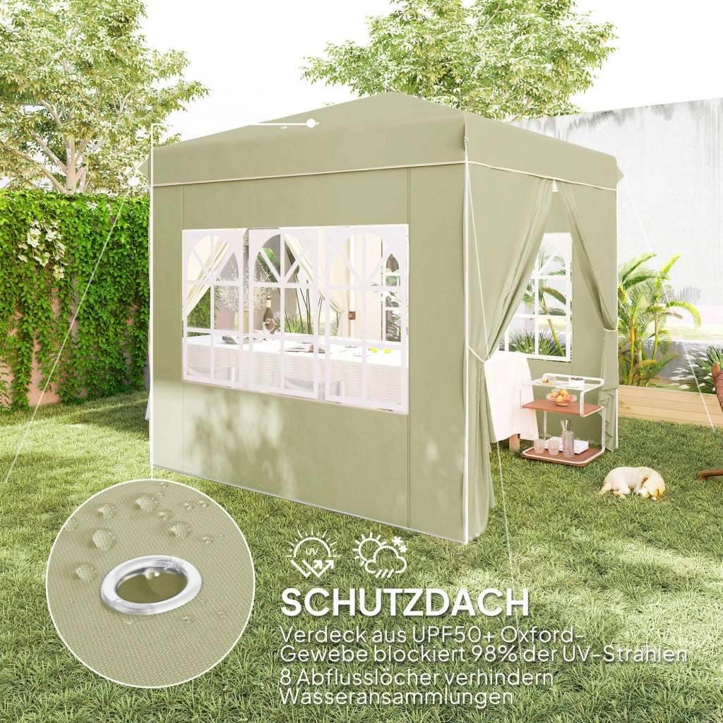Gazebo pieghevole con pareti laterali e borsa da trasporto ¨C zephmum ¨C cremewei? 2.5x2.5m