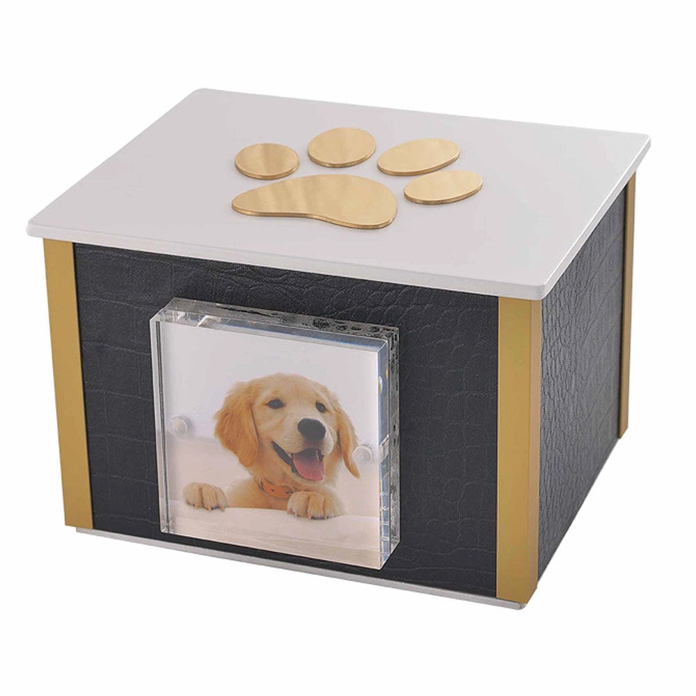 Urna Cineraria in Legno Rivestita in Similpelle per Animali 15x12x10 cm GMF Orma
