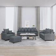 Set di Divani 4 pz con Cuscini Grigio Scuro in Velluto