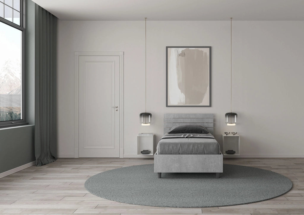 Letto singolo contenitore 80x190 testata inclinata con doghe quercia Ankel