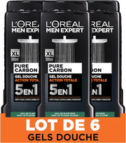 L'OREAL PARIS SET 6 PZ MEN EXPERT GEL PER DOCCIA DA 300ML TOTAL CLEAN AL CARBONE