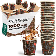 1000 Bicchierini da Caffè Monouso Decoro Espresso Bicchieri 75ml Usa e Getta