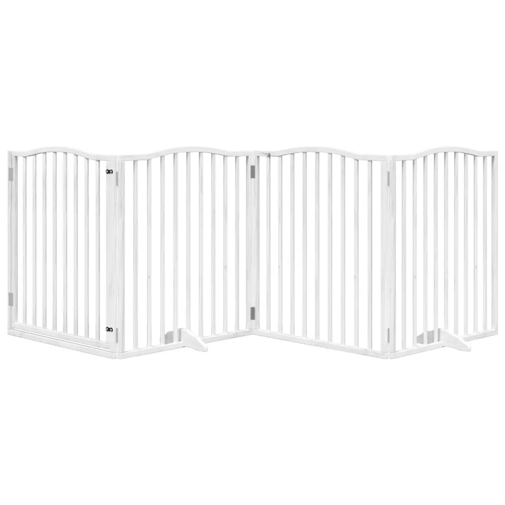 Cancello Cani Porta Pieghevole Bianco 4 Pannelli 320 cm Pioppo 352219