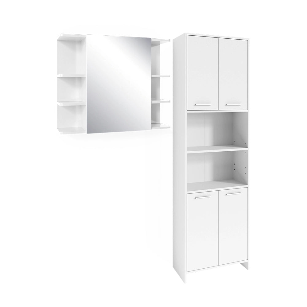 Vicco Set di mobili da bagno Bianco 2 pezzi, con colonna e mobile a specchio per bagno