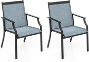 Set di 2 Sedie da Gairdino, Poltrone da Patio con Seduta in Tessuto Textilene, Sdraio da Balcone con Gambe in Metallo, Sedia da Pranzo Poltata 150 kg, per Giardino, Patio (Blu)
