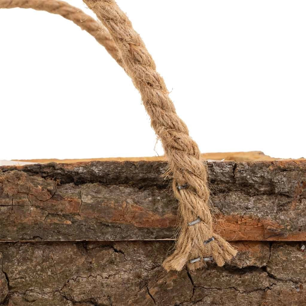 Cesto in legno con manici marroni 25x25x11h
