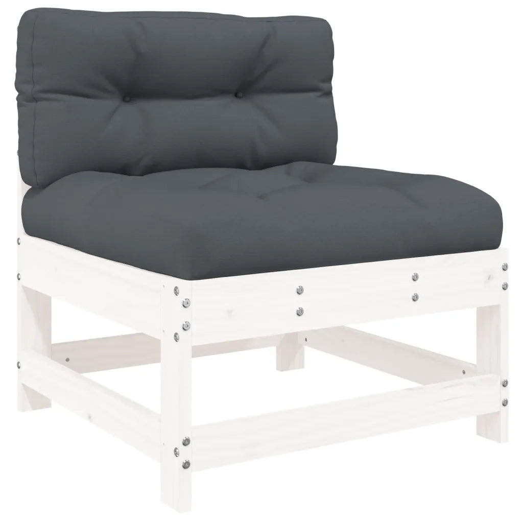 Set Divani da Giardino 8pz con Cuscini in Legno Massello Bianco 3185886