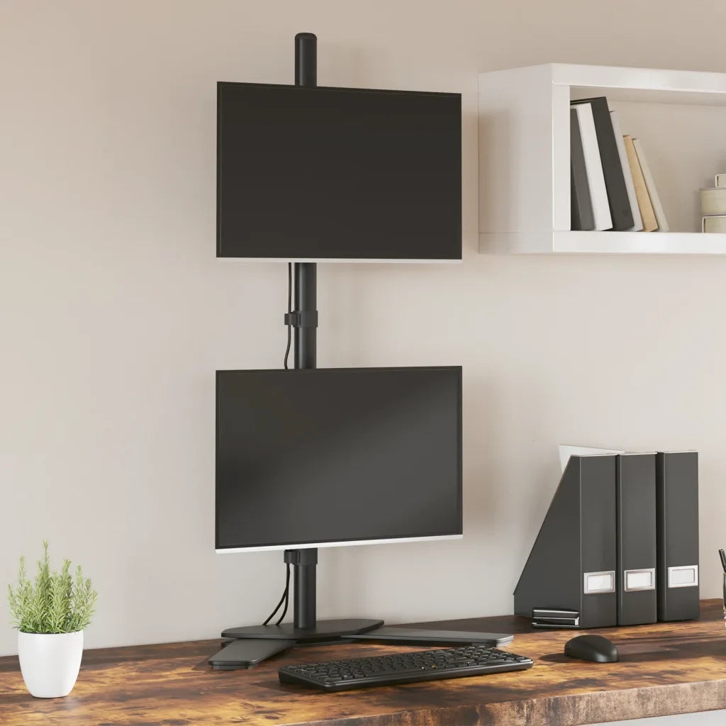 Supporto per Monitor Doppio in Acciaio Nero VESA 75/100 mmcod mxl 83087