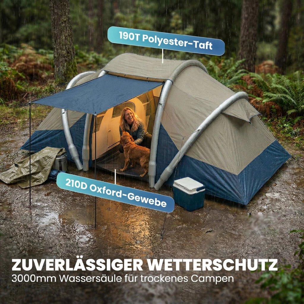 Tenda Gonfiabile 4 Persone ¨C zephmum ¨C 2 Camere da Letto con Finestra a Rete e Tettoia
