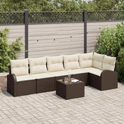 Set Divano da Giardino 7 pcs Marrone e bianco polyrattan 3354737