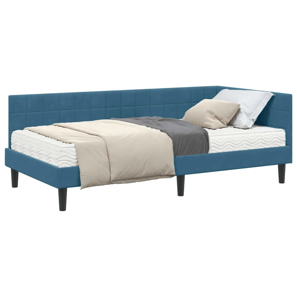 Struttura Letto Angolare con Materasso 2 pcs Blu Velluto 3393967