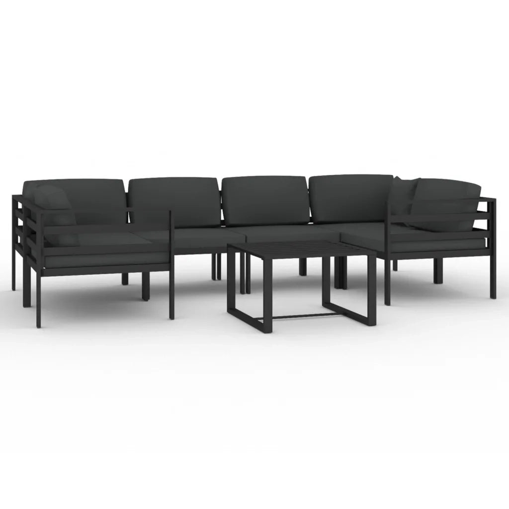 Set Divani da Giardino 7 pz con Cuscini in Alluminio Antracite 3107810