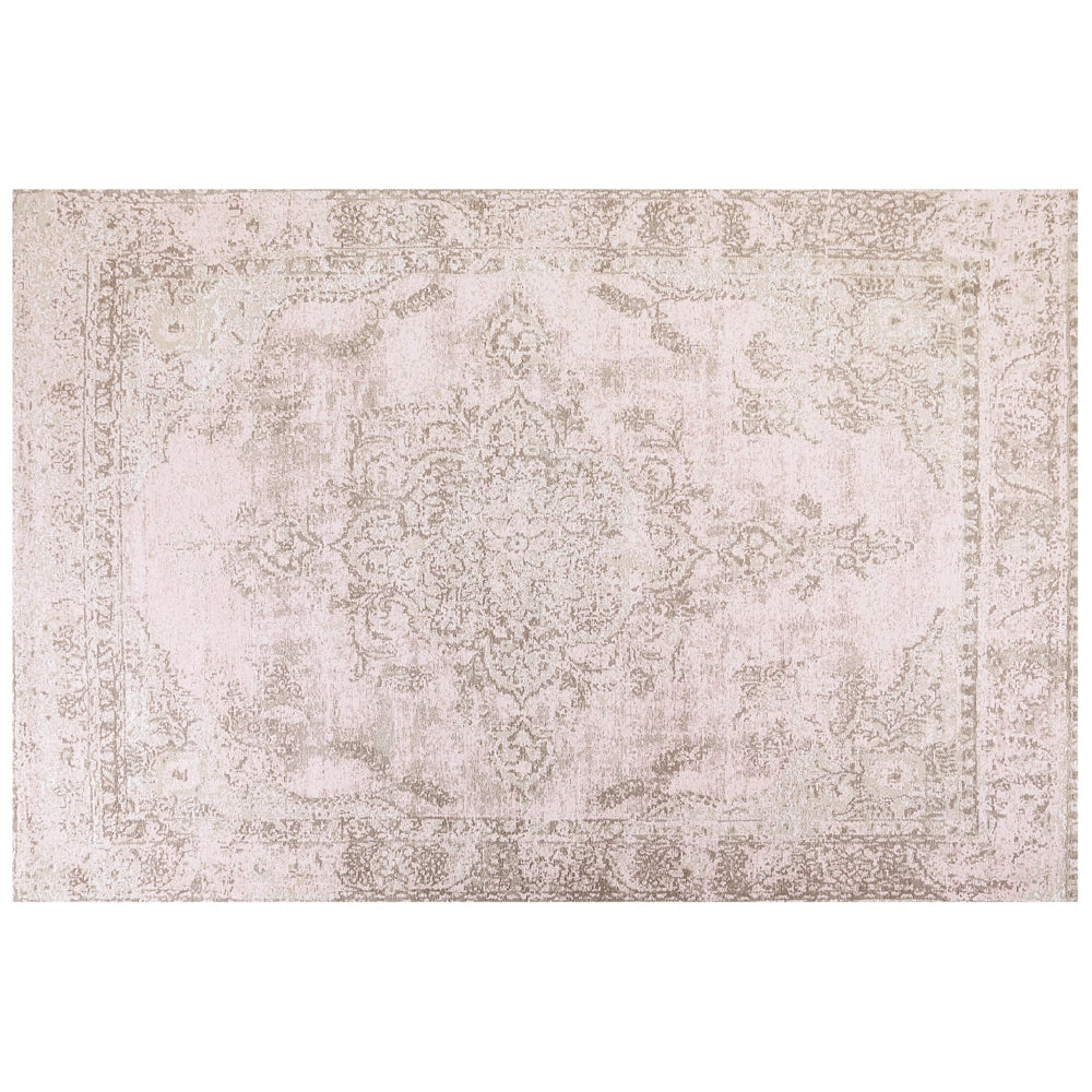 Tappeto in cotone rosa 200 x 300 cm con effetto invecchiato stile orientale camera da letto soggiorno
