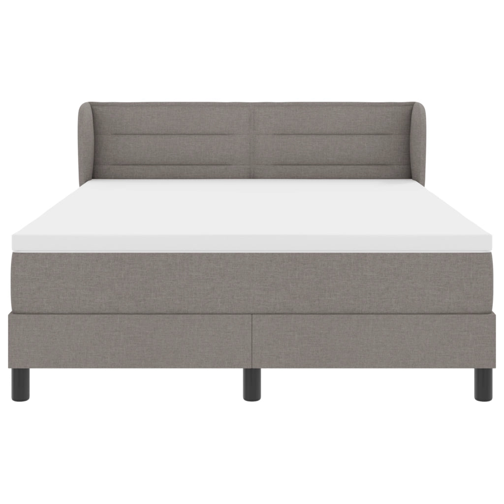 Letto Box Spring  con Materasso in Tortora, 140x190 cm, Tessuto