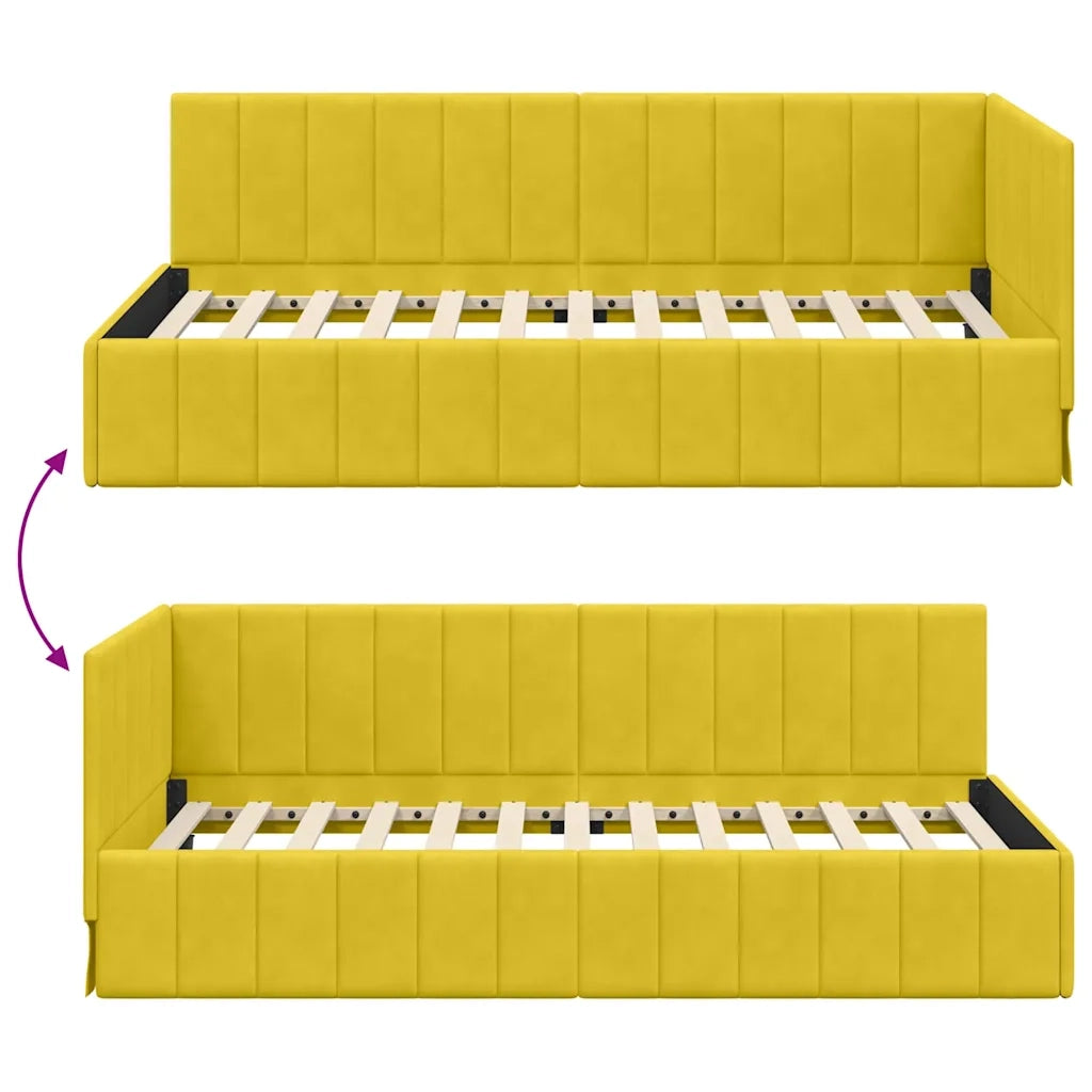 vidaXL Cornice del letto ad angolo Giallo 100 x 200 cm Velluto