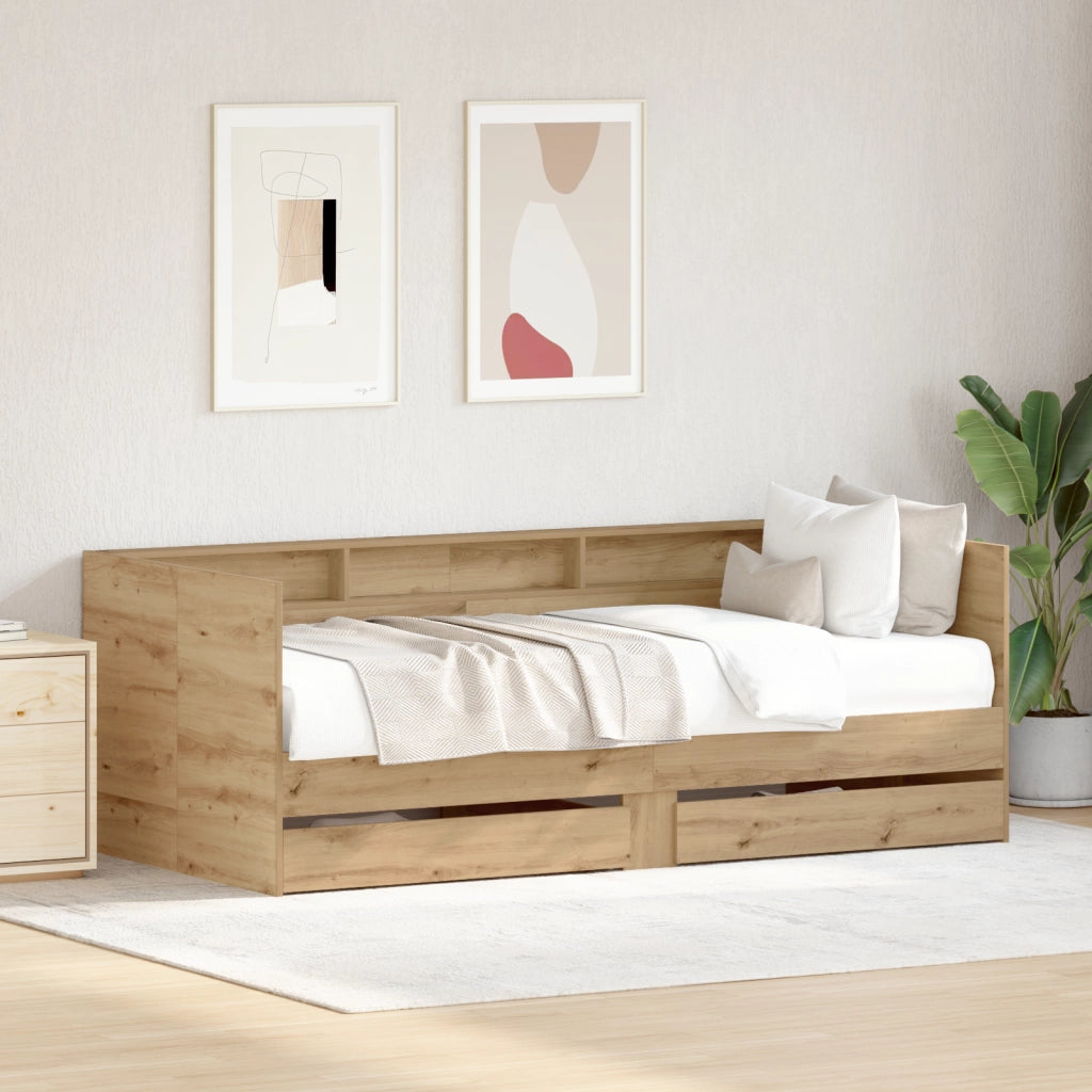 Letto Giorno con Cassetti Rovere Artigianale Legno Ingegnerizzato