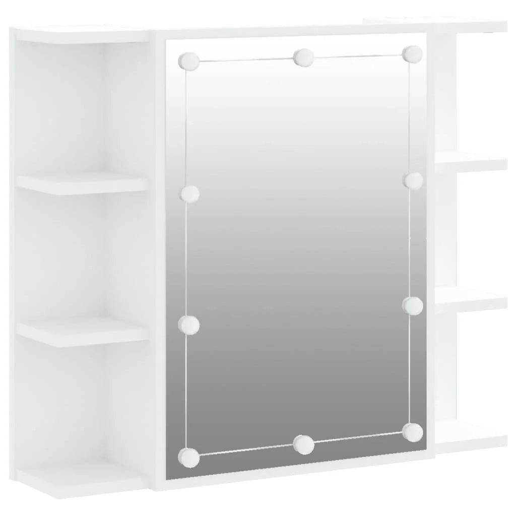 Armadio a specchio con illuminazione a LED 70 x 16,5 x 60 cm bianco 02_0006655