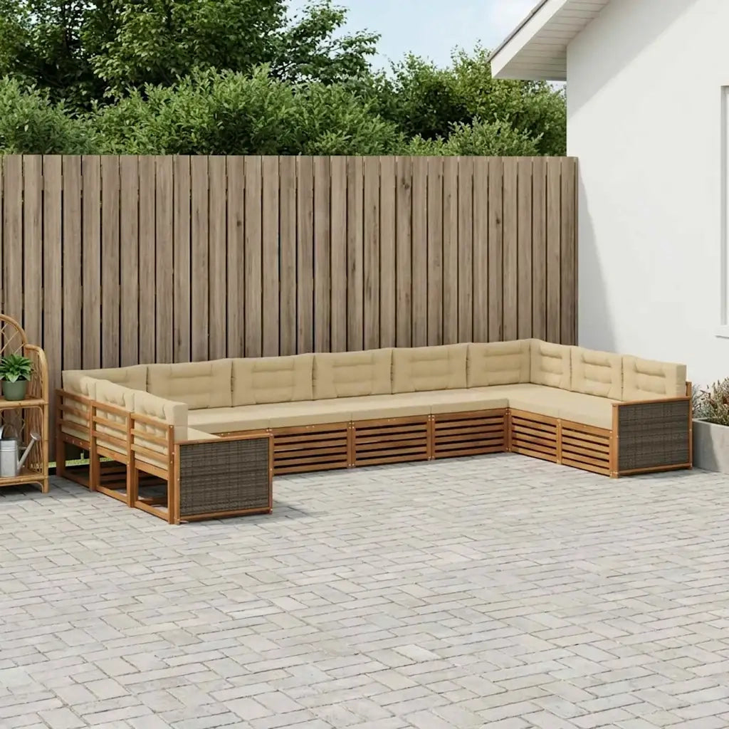 Set divani con cuscino 10 pcs Legno di Acacia Massello 3383891