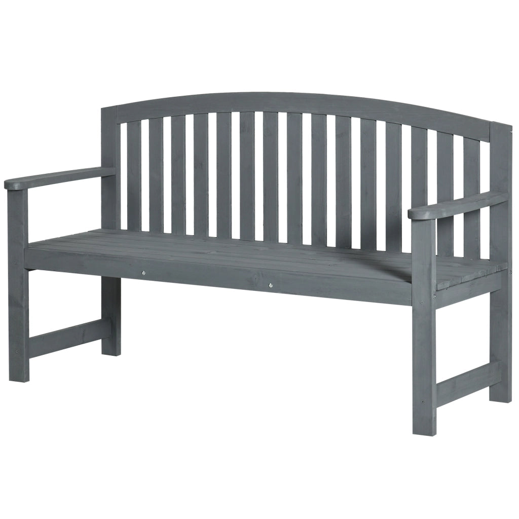 Panchina da giardino 2 posti ¨C zephmum ¨C Legno massello, grigio 143x51x85 cm
