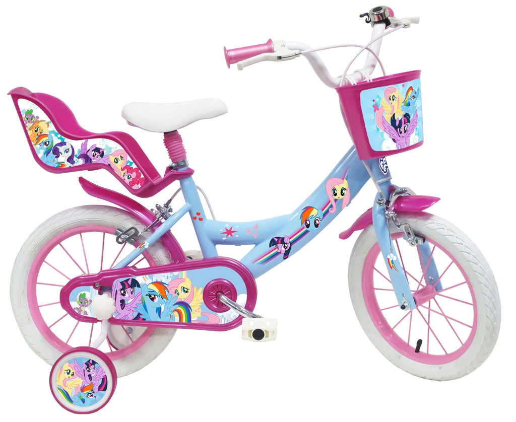 Bicicletta per Bambine 14" My Little Pony Freni Caliper e Stabilizzatori in Acciaio Hi-Ten Azzurro