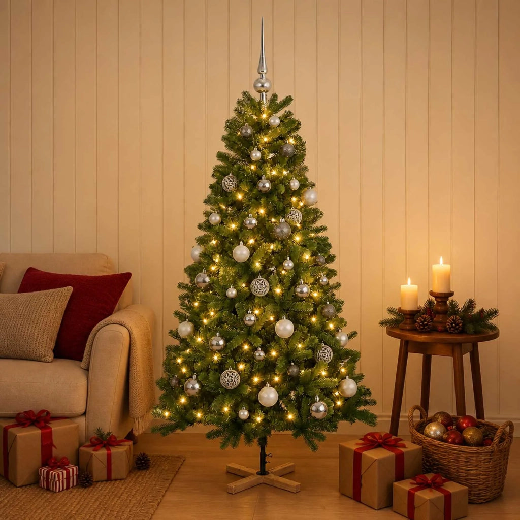 Albero di Natale artificiale con palline 120 cm 150 LED 3461400