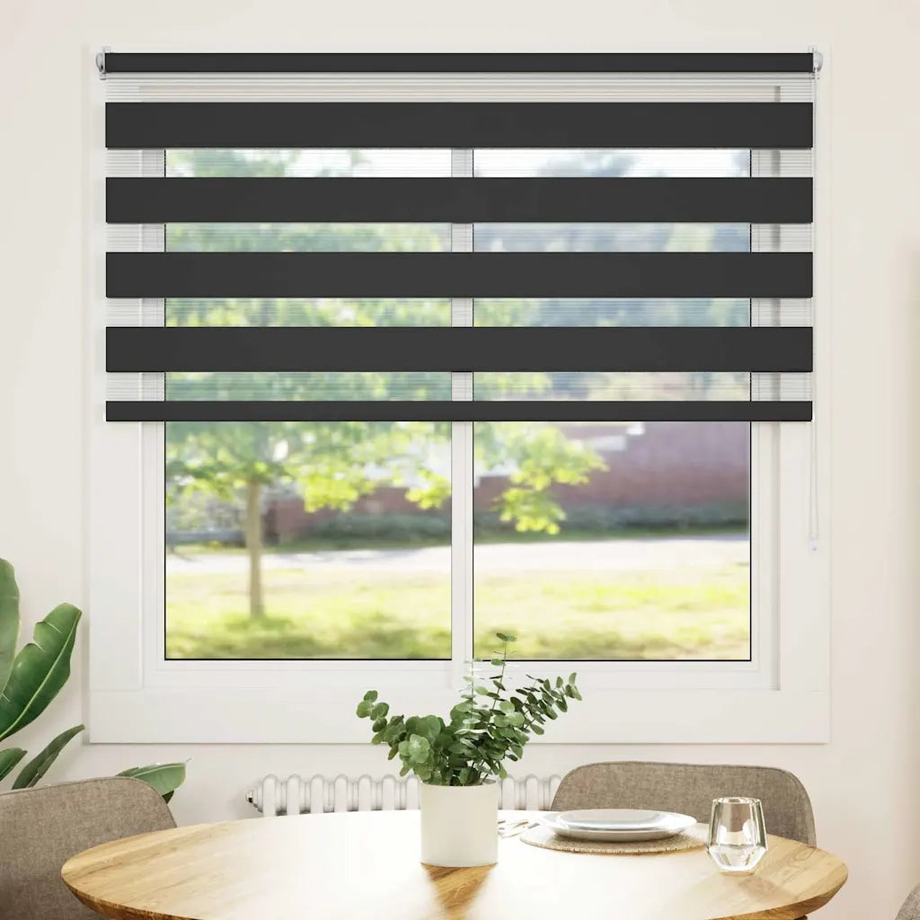 Tenda a rullo zebrata 140,9x175 cm Larghezza tessuto 136,7 cm nero 240224