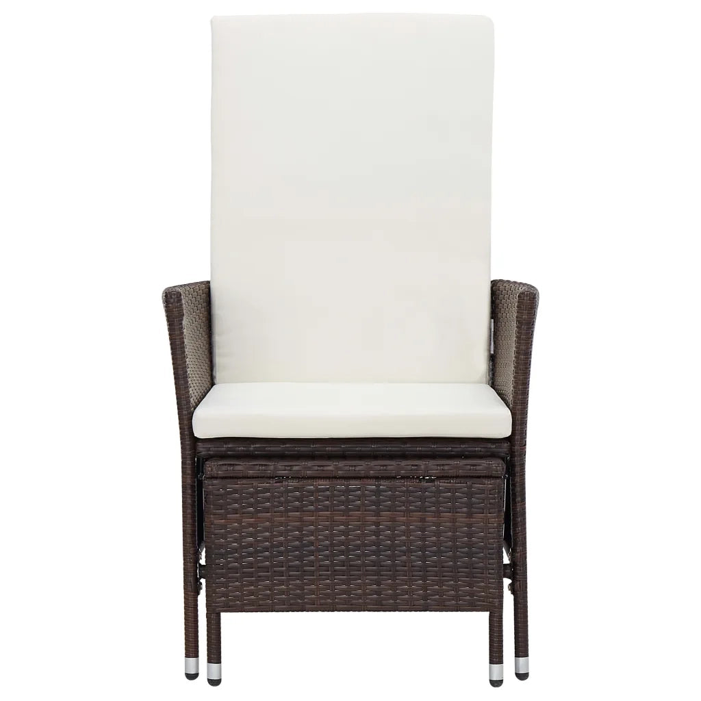 Sedia da Giardino Reclinabile con Cuscino in Polyrattan Marrone cod mxl 24904