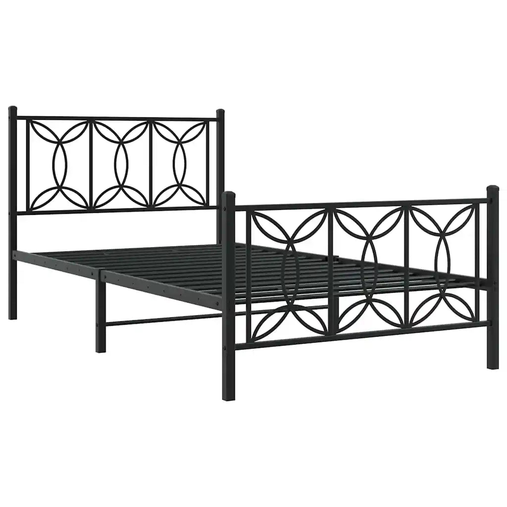 Giroletto con Testiera e Pediera Metallo Nero 100x200 cm 376141