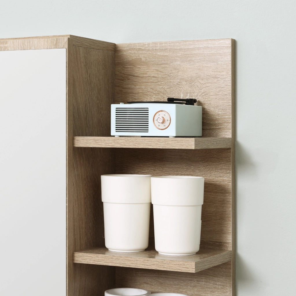 EasyComfort Specchiera Bagno a Parete con Anta e 3 Ripiani Laterali in Legno, 60x18x50cm
