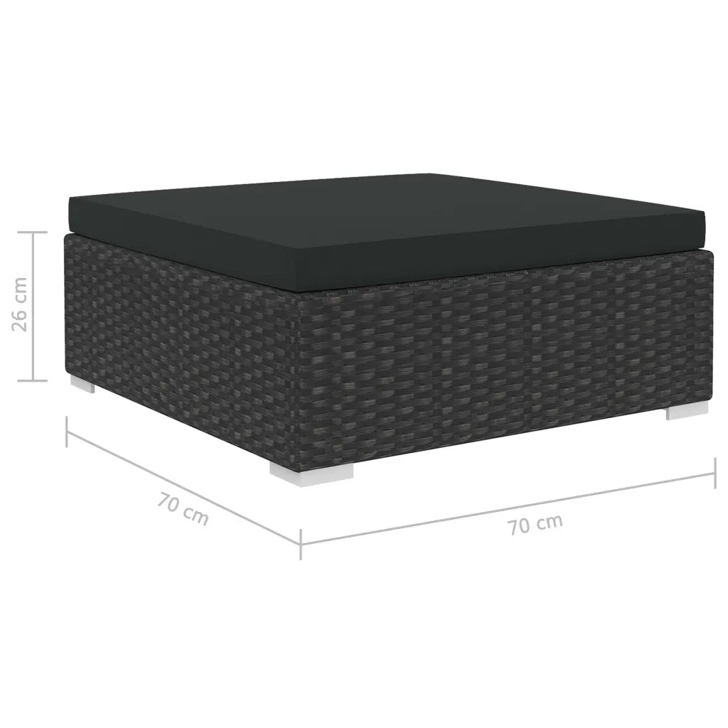 Set Divani da Giardino 6 pz con Cuscini in Polyrattan Nero 46752