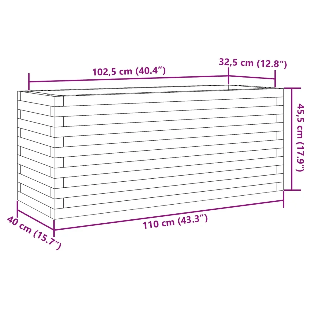 Fioriera da Giardino 110x40x45,5 cm in Legno Massello di Pino 847273