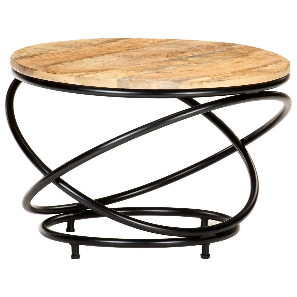 Tavolino Nero 60x60x40 cm in Legno Massello di Mango Grezzo 321935