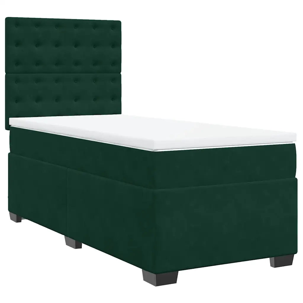 Giroletto a Molle con Materasso Verde Scuro 90x200 cm Velluto