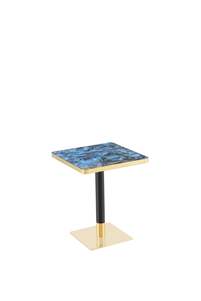 TAVOLO quadrato 60x60 cm effetto marmo Blu MDF e metallo