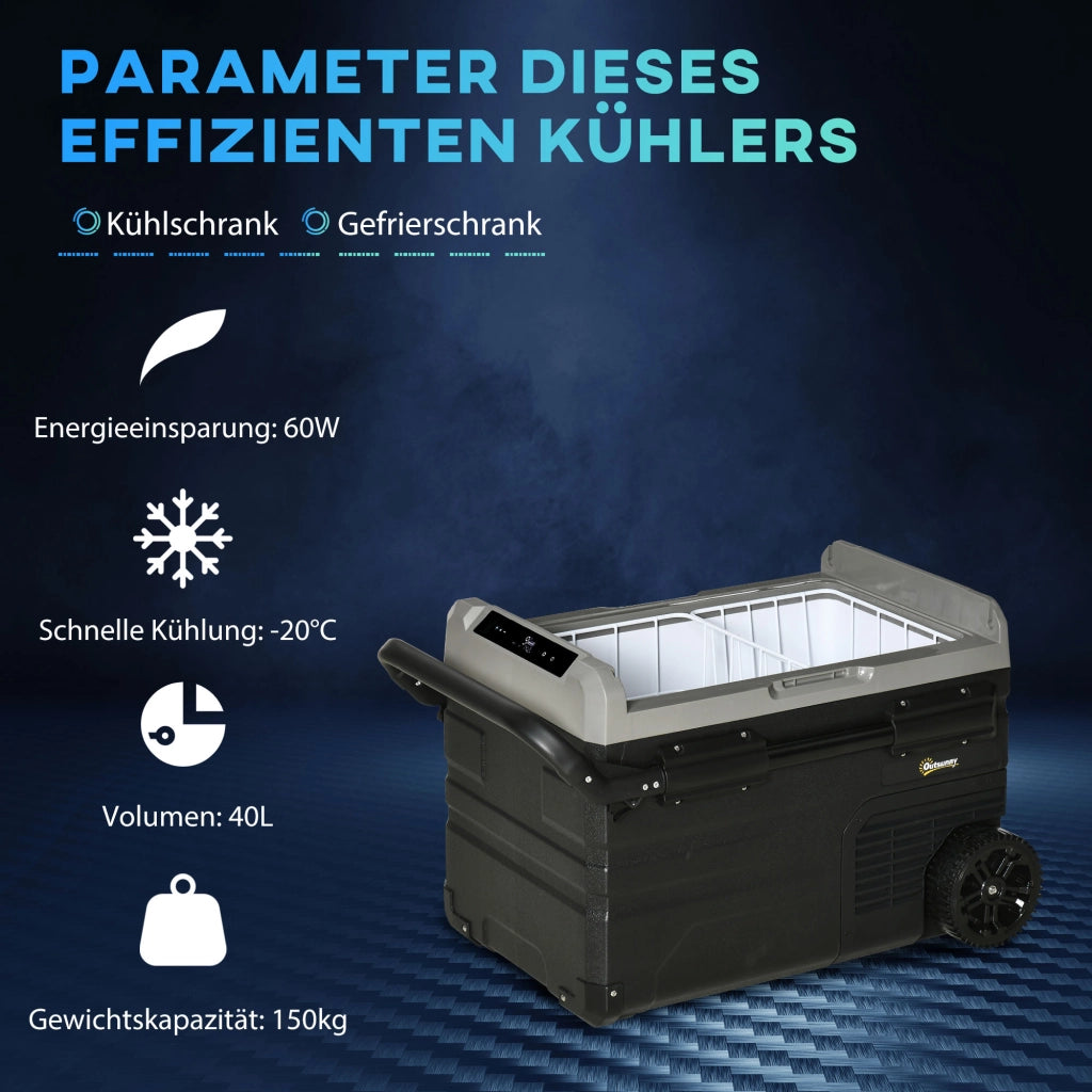 Frigo Portatile 40L Auto Camper con Compressore e Luci LED ¨C zephmum ¨C Grigio e Nero