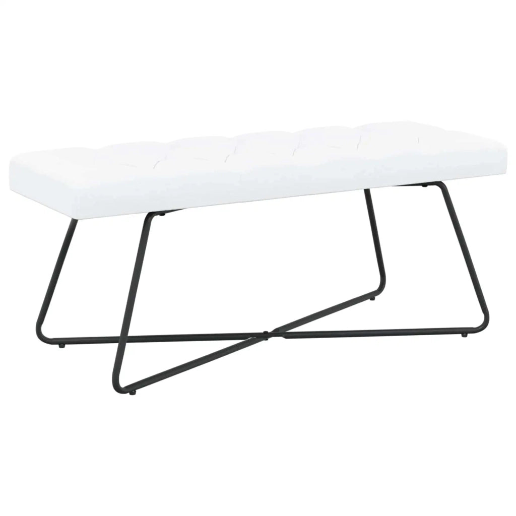 Panchina con bottoni imbottiti Bianco 110 x 40 x 46 cm Tessuto 42038382