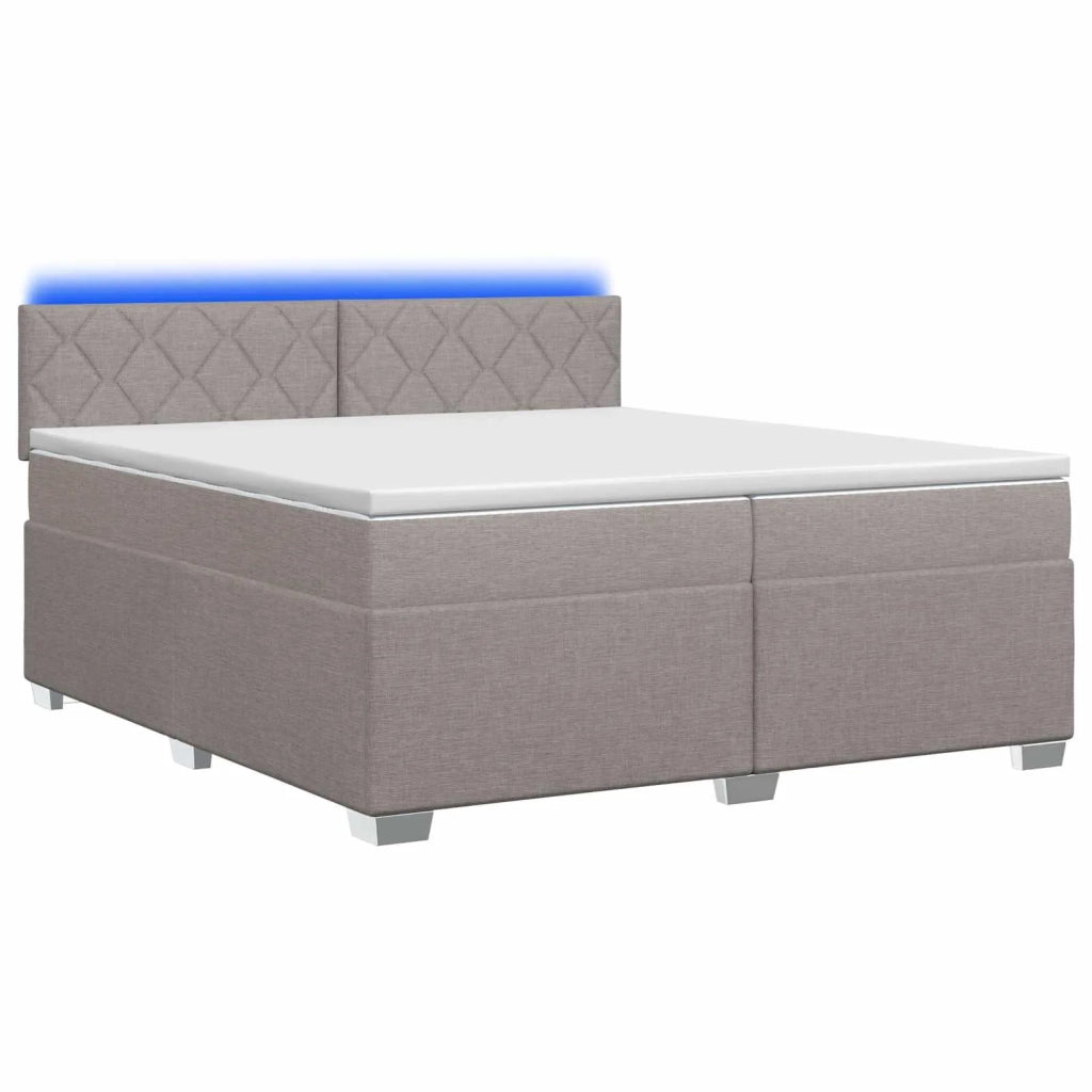 Letto con Box Spring, Materasso e LED Tortora 200 x 200 cm 3452033