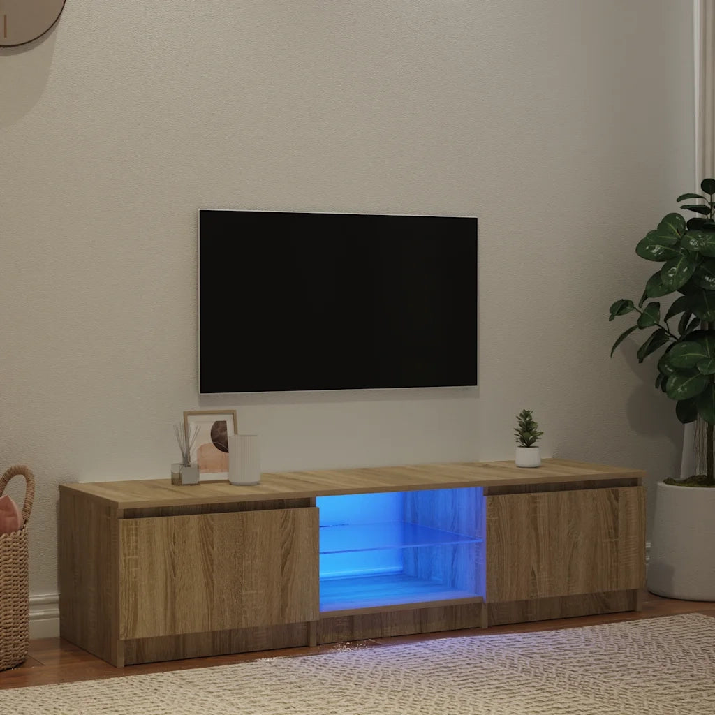 Mobile Porta TV con Luci LED Rovere Fumo 140x40x35,5 cm cod mxl 9219