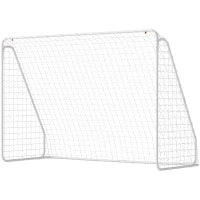 Porta da Calcio per Giardino e Parco con 6 Picchetti a U, in PE e Metallo Epossidico, 301x120x200 cm, Bianco