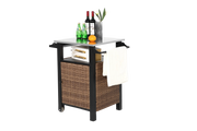 Carrello da cucina con 1 Anta; 1 Cassetto; Ruote e Piano in Acciaio Inox per Giardino 76x57x85 cm