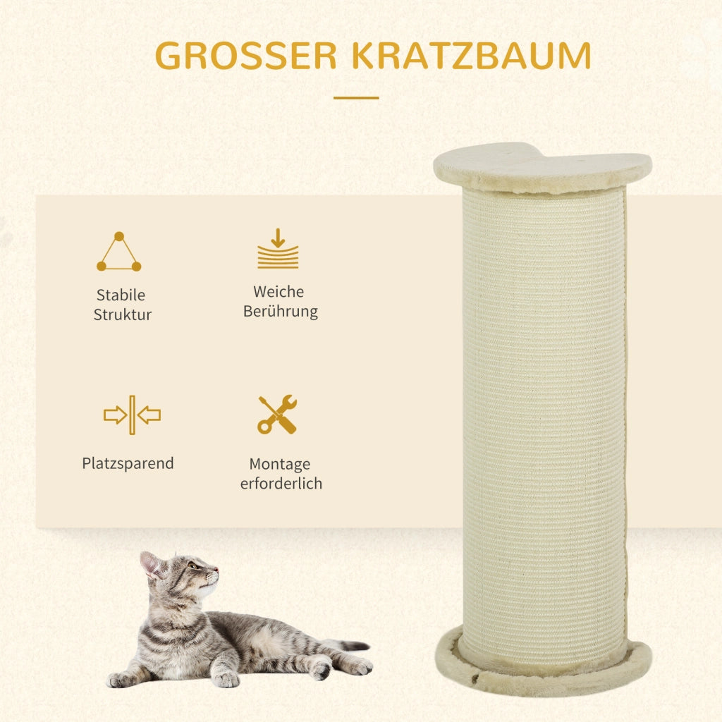 Tiragraffi per Gatti Angolare ¨C Zephmum ¨C 35x35x85 cm, Bianco Crema