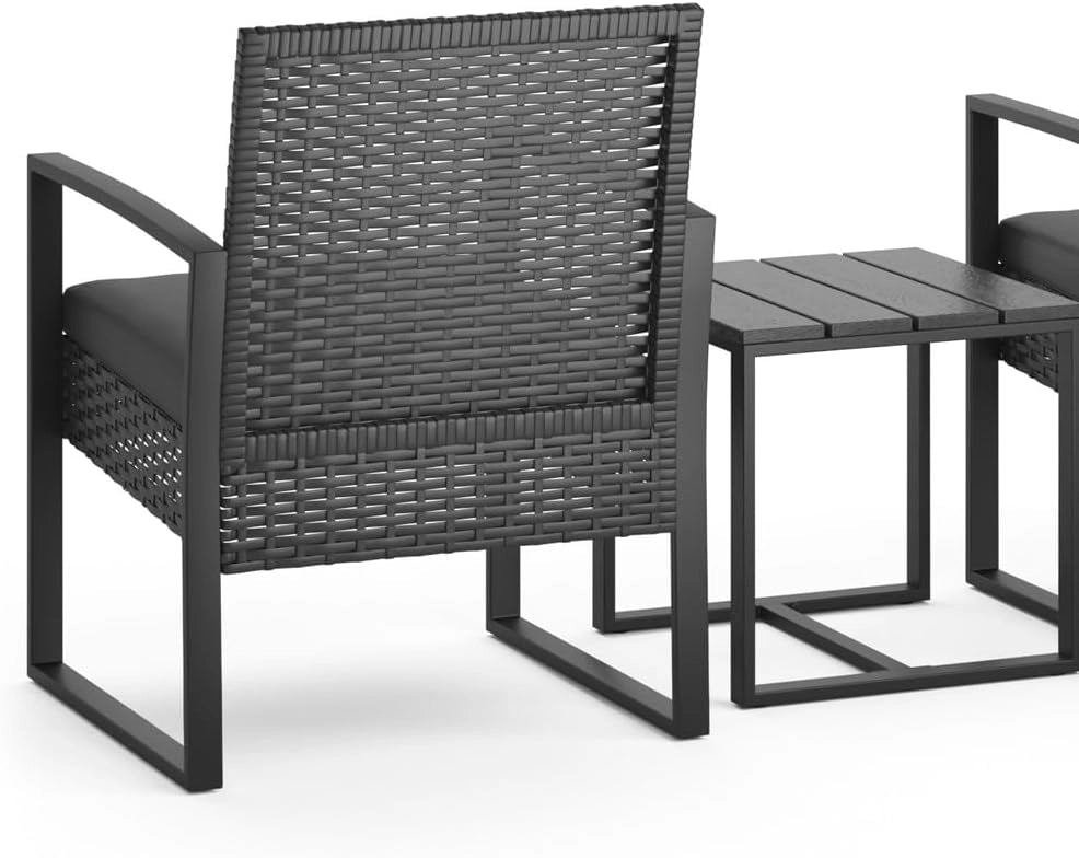 ok-living Salottino da giardino esterno, Antracite, 3 pezzi, con tavolo, con coperchio a pistone a gas e superficie resistente alle intemperie