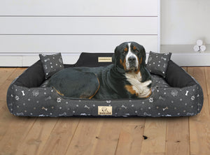 AIO FACTORY 115x95 cm KINGDOG Letto per cani impermeabile personalizzabile Silver Bones