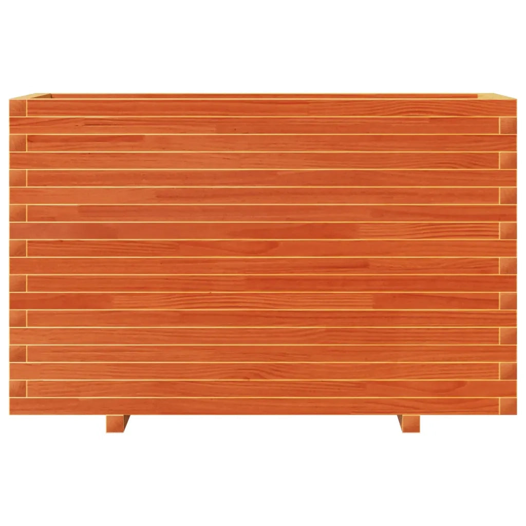 Fioriera | Cassetta per fiori | Vaso Giardino Marrone Cera 110x40x72 cm Legno Massello Pino
