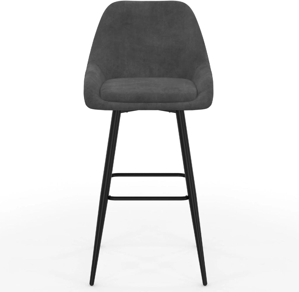 Set di 4 sgabelli da bar THALYA in velluto grigio scuro con mezzi braccioli