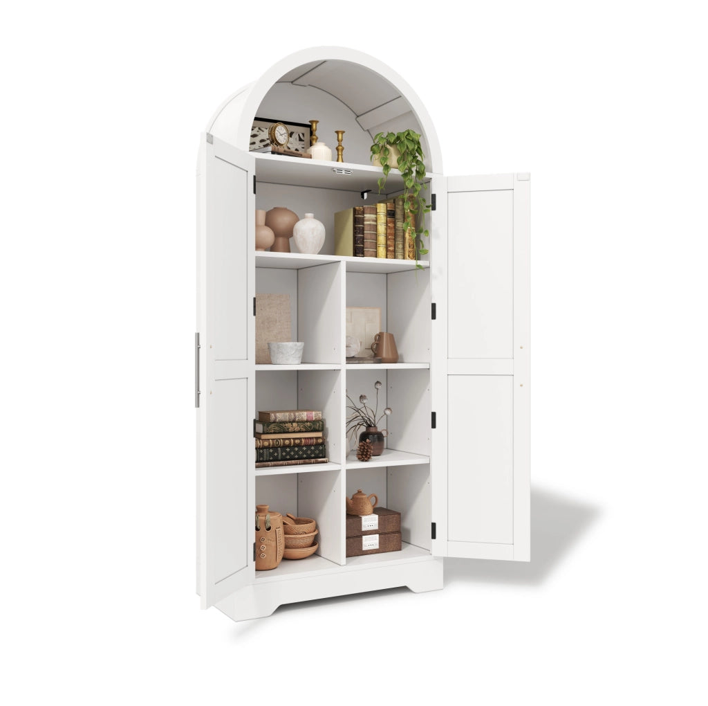 Credenza alta 70x35x170 cm bianca – vano aperto e contenitore