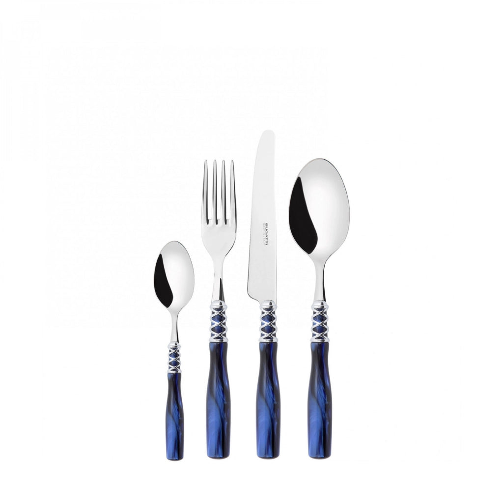 ARIANNA Ghiera Cromata, Posate Set 24 Pz, Scatola Compact, Casa Colore: Blu
