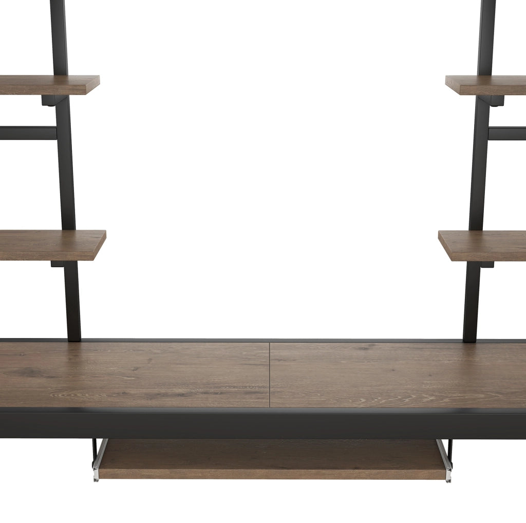 Letto a soppalco 140x200 cm con scrivania e 2 librerie nero