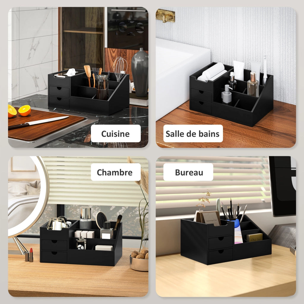 Organizer da scrivania in bamb¨´ ¨C Xylo ¨C 7 scomparti 2 cassetti nero